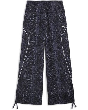 PUMA Sport Relaxed Animal Printed Wide Leg Trousers - Blue