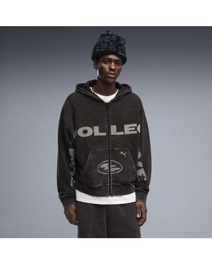 PUMA Hoodie Met Print En Volledige Rits Uniseks, Maat - Zwart