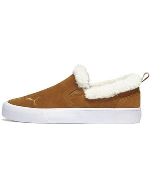 PUMA Bari Comfort Shearling Slip-On Shoes - Brown