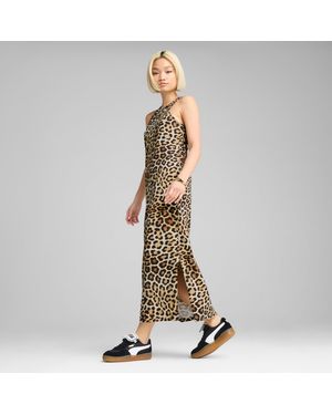 PUMA Leo Luxe Slimfit All-Over Print Jurk Voor - Metallic