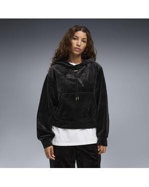 PUMA Essentials Elevated Standard Velour Hoodie Damen, Kleidung - Schwarz