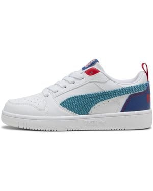 PUMA Zapatillas Rebound V6 Low Run Fun Juveniles, Calzado, Blanco/Tropical Azul/Clyde Royal