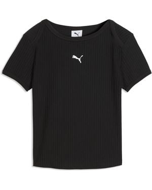 PUMA Essentials Ribbed Slim T-Shirt - Black