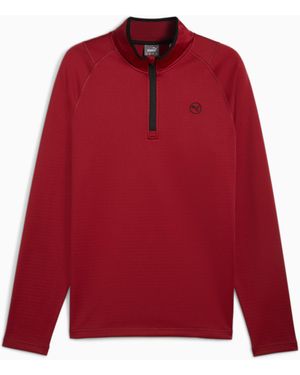 PUMA Waffle Fleece Golf Quarter-Zip - Red