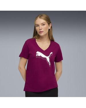 PUMA Essentials Metallic V-Neck T-Shirt - Purple