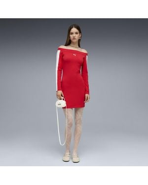 PUMA T7 Long Sleeve Dress - Red