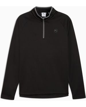 PUMA Waffle Fleece Quarter-Zip Top Shirt - Black