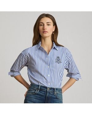 Ralph Lauren Relaxed Fit Striped Broadcloth Shirt - Blue