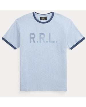 RRL Ringer-T-Shirt Aus Jersey Mit Logo - Blau