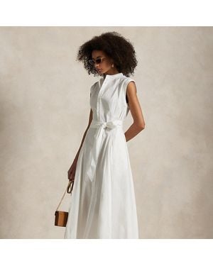 Polo Ralph Lauren Abito a trapezio in cotone con cintura - Bianco