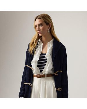 Ralph Lauren Cotton-Silk Shawl-Collar Cardigan - Blue
