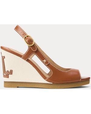 Ralph Lauren Roni Leather Wedge Sandal - Brown