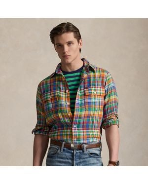 Polo Ralph Lauren Classic Fit Plaid Linen Workshirt - Green