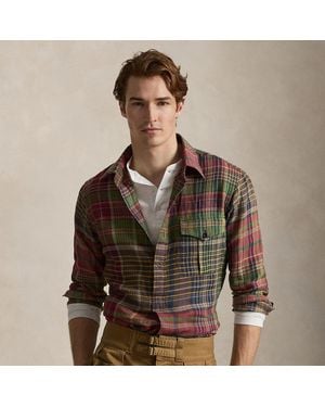 Polo Ralph Lauren Classic Fit Plaid Linen Popover Shirt - Multicolour