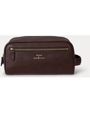 Polo Ralph Lauren Trousse De Voyage En Cuir Chagrin - Marron