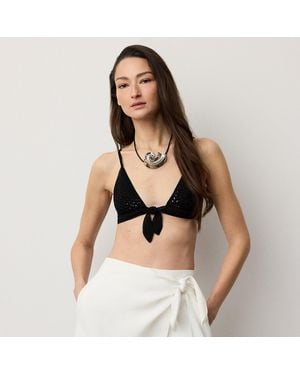 Ralph Lauren Twist Crochet Silk Bra Top - Black