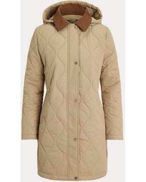 Ralph Lauren Twill-Trim Onion-Quilted Hooded Jacket - Natural