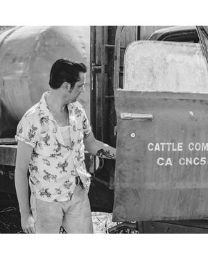 RRL Western-Print Linen-Cotton Camp Shirt - Grey