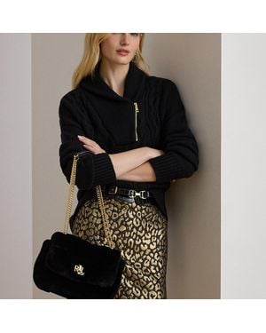Ralph Lauren Borsa Sophee media in shearling - Nero