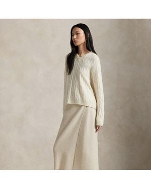 Polo Ralph Lauren Fringe Herringbone Wrap Skirt - Natural
