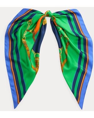 Ralph Lauren Color-Blocked Belting-Print Silk Scarf - Green