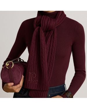 Ralph Lauren Embroidered-Logo Cable-Knit Scarf