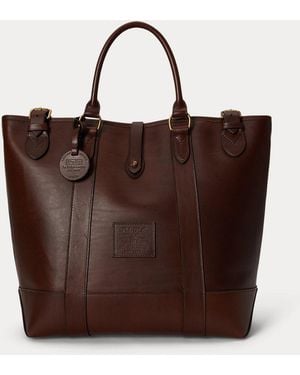 Polo Ralph Lauren Heritage Leather Medium Tote - Brown
