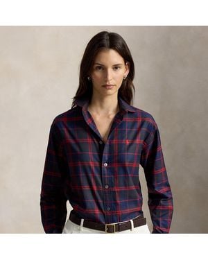 Polo Ralph Lauren Relaxed Fit Plaid Cotton Twill Shirt - Blue