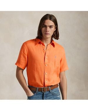Polo Ralph Lauren Camisa De Lino Custom Fit - Naranja