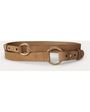 Ralph Lauren Brede Suède Riem Met O-Ring - Bruin