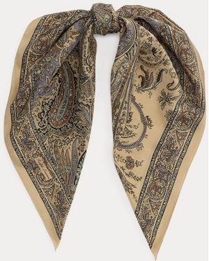 Ralph Lauren Paisley Crepe De Chine Square Scarf - White