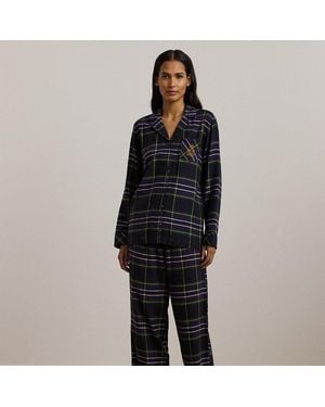 Ralph Lauren Pigiama in twill a spina di pesce - Nero