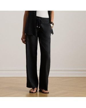 Ralph Lauren Linen Wide-leg Trouser - Black
