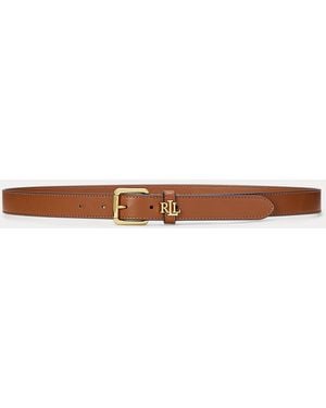 Ralph Lauren Logo-Keeper Skinny Leather Belt - Brown