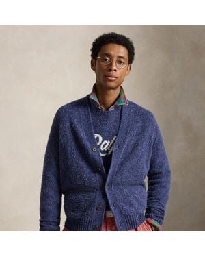 Polo Ralph Lauren Woll-Kaschmir-Cardigan Mit Wildleder - Blau