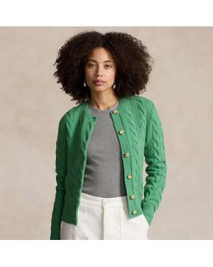 Ralph Lauren Cardigan a trecce in lana e cashmere - Verde