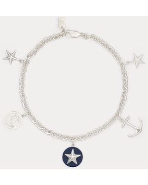Ralph Lauren Sterling Anchor Charm Bracelet - Blue