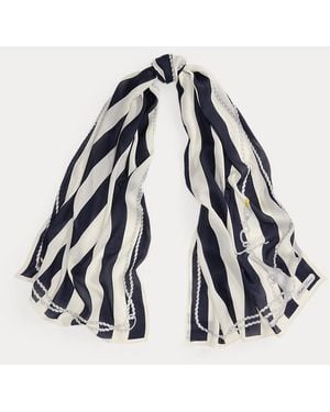 Ralph Lauren Ralph Lauren Striped Cashmere-Silk Pashmina Scarf - Blue