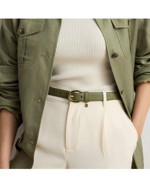 Ralph Lauren Charm Crosshatch Leather Belt - Green