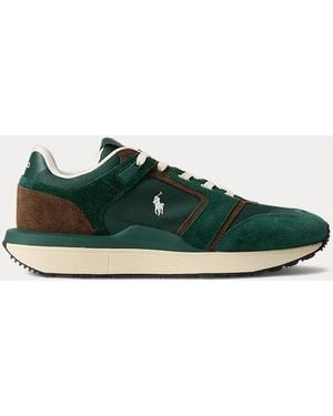 Ralph Lauren Train 89 V2 Suede-Panelled Trainer - Green