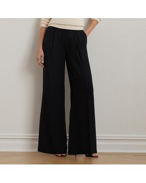 Ralph Lauren Double-Faced Georgette Wide-Leg Pant - Black