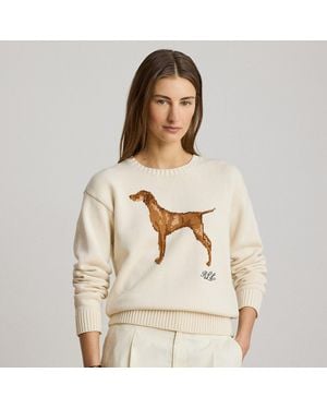 Ralph Lauren Intarsia-Knit Vizsla Cotton Jumper - Natural