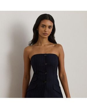 Ralph Lauren Pinstripe Wool-Blend Twill Bustier - Blue