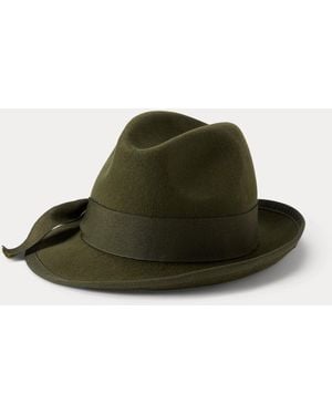 Polo Ralph Lauren Ribbon-Trim Wool Fedora - Green