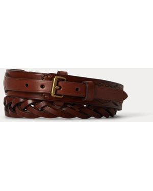 Ralph Lauren Western Braided Leather Belt - Brown