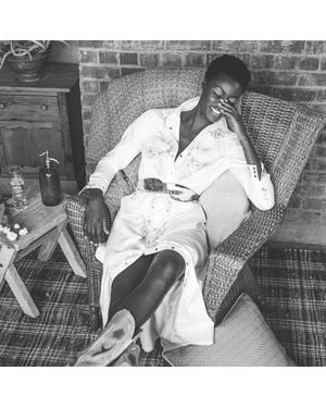 RRL Abito western in rasatello ricamato - Grigio