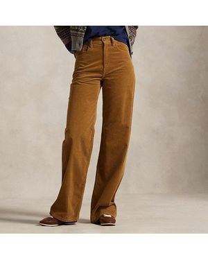 Polo Ralph Lauren Pantalon Large Velours Côtelé De Coton - Marron