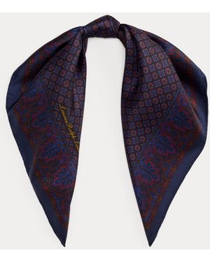 Ralph Lauren Foulard-Print Silk Square Scarf - Blue