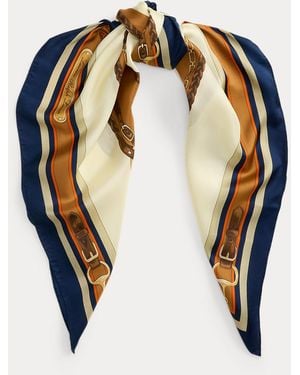 Ralph Lauren Belting-Print Silk Square Scarf - Black
