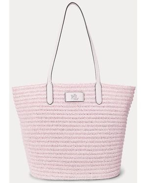 Ralph Lauren Mélange Woven Straw Large Brie Tote Bag - Pink